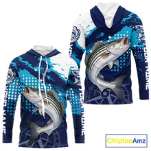 Load image into Gallery viewer, Custom Striped Bass Long Sleeve Hooded Fishing Shirts For Men, Design Striped Bass Fishing Jerseys NHT635