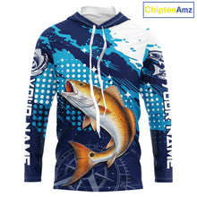 Load image into Gallery viewer, Custom Redfish Hooded Long Sleeve Fishing Shirts For Men, Design Redfish Fishing Jerseys NHT636