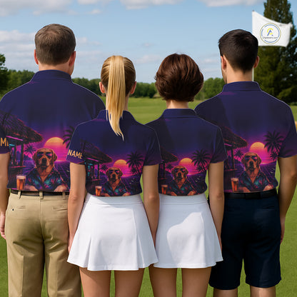 Retro Dog Golf Polo Shirt Personalized Name Summer Beach Beer Golf Shirt Gift For Dog Lover NHT1000