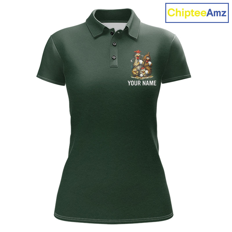Funny Chicken Womens Golf Polo Shirt Custom Team Name Personalized Golfer Polo Funny Rooster Golf