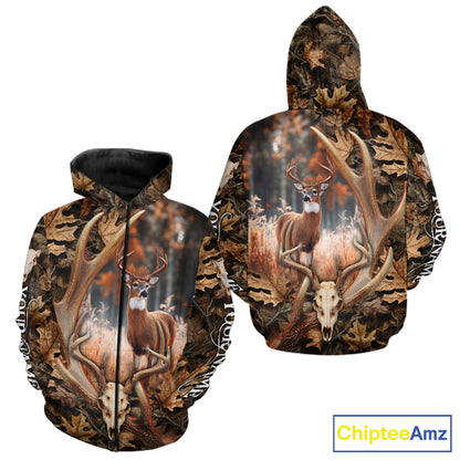 Deer Skull Reaper Hunting Camouflage Hunting Clothes Customize 3D All Over Printed Shirts NHT185