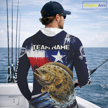 Load image into Gallery viewer, Personalized Flounder Long Sleeve Performance Fishing Shirts, Hooded Flounder Custom Texas Fishing Jersey NHT504