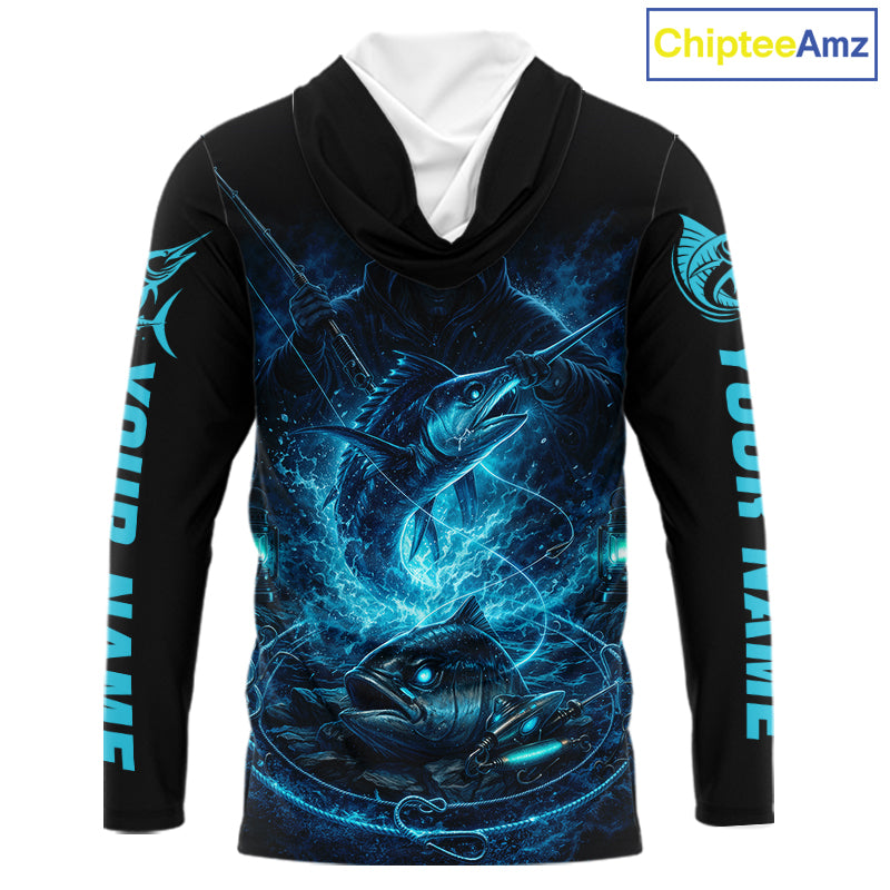 Personalized Marlin Fishing Shirt Long Sleeve  For Men, Marlin Action Angler Shirt NHT436