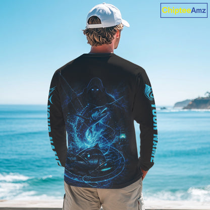 Personalized Marlin Fishing Shirt Long Sleeve For Men, Marlin Action Angler Shirt NHT436