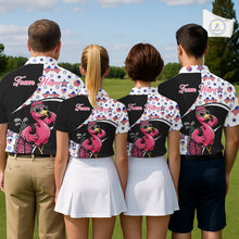 Load image into Gallery viewer, Funny Pink Flamingo Pattern American Flag Golf Polo Shirt For Men, Custom Flamingo Golf Shirt For Team NHT655