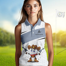Load image into Gallery viewer, Funny Sleeveless Women Golf Polo Shirts Custom Cowboy Golf Ball Golf Outfits, Best Golf Gifts NHT860