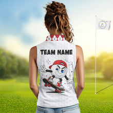Load image into Gallery viewer, Sleeveless Women Golf Polo Shirt Argyle Pattern Golf Shirts For Womens Funny Golf Ball Shirt Gifts|Red  NHT861