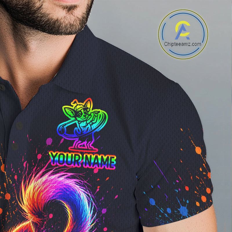 Personalized Chihuahua Playing Golf Button Down Shirt - Custom Dog Lover Team Jersey