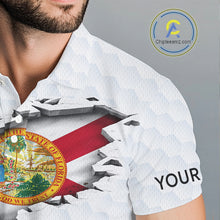 Load image into Gallery viewer, Florida Flag Personalized Golf Pattern Ball Polo Shirts Patriotic Golf Shirts For Mens NHT675