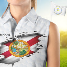 Load image into Gallery viewer, Florida Flag Personalized Golf Pattern Ball Womens Sleeveless Polo Shirts Patriotic Golf Shirts NHT675
