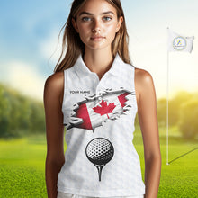 Load image into Gallery viewer, Canada Flag Personalized Golf Pattern Ball Womens Sleeveless Polo Shirts Patriotic Golf Shirts For Mens NHT677