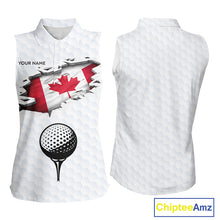Load image into Gallery viewer, Canada Flag Personalized Golf Pattern Ball Womens Sleeveless Polo Shirts Patriotic Golf Shirts For Mens NHT677