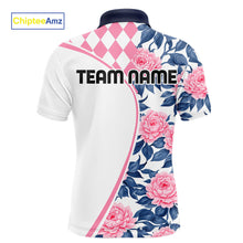 Load image into Gallery viewer, Personalized Pink Tropical Flower Mens Golf Tops Custom Team Golf Shirts, Familly Team Shirt NHT699