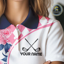 Load image into Gallery viewer, Personalized Pink Tropical Flower  Womens Golf Tops Custom Team Golf Shirts, Familly Team Shirt NHT699