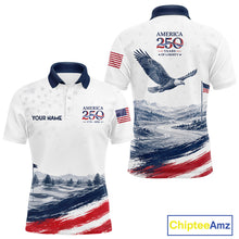 Load image into Gallery viewer, Personalized America 250 Mens Golf Polo Shirt – Patriotic Eagle USA 250Th Anniversary Apparel