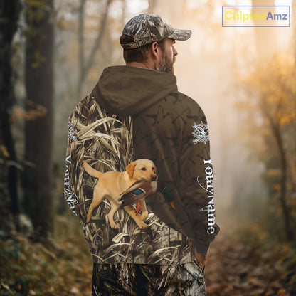 Yellow Lab Hunting Dog Customized Name All Over Print Shirts For Hunters NHT293