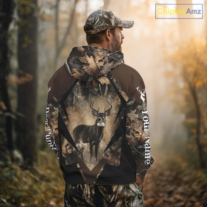 Whitetail Deer Hunting 3D All Over Printed Hoodie, Long Sleeve Hunting Shirt For Men NHT339