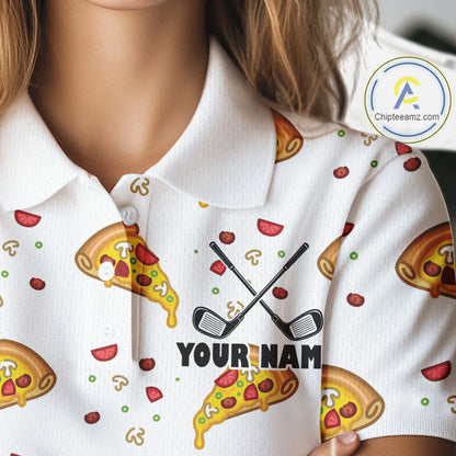 Funny Pizza Pattern Golf Shirt Women's Polo Shirts, Best Golf Polo Golf Shirt For Team NHT777