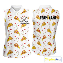 Load image into Gallery viewer, Funny Pizza Pattern Golf Shirt Sleeveless Womens Polo Shirts, Best Golf Polo Golf Shirt For Team NHT777