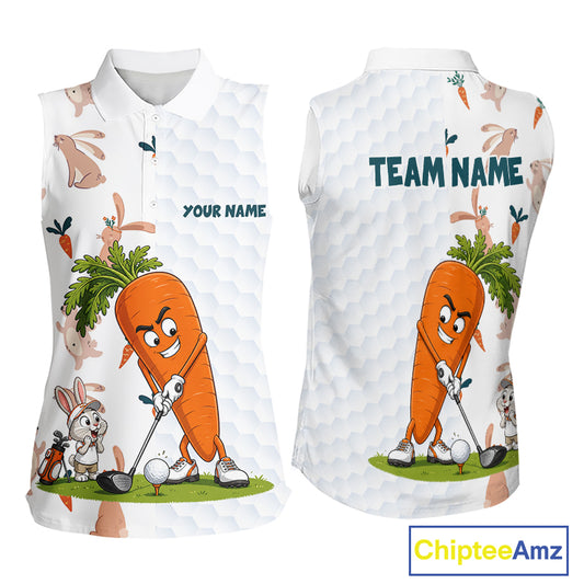 Rabbit Carrot Golf Polo Shirt Funny Golfer Bunny Custom Team Name Jersey NHT892