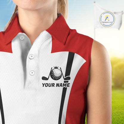 Personalized Canada Flag Sleeveless Womens  Golf Shirts Golf Polo Shirts For Women Patriotic Golf Tops NHT734