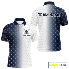 Load image into Gallery viewer, Personalized Skull Mens Golf Polo Shirt Custom Team Name Golf Ball Pattern Polo 