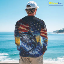 Load image into Gallery viewer, Tuna Fishing Shirt American Flag 3D All Over Print Long Sleeve Performance Apparel For Men NHT1089