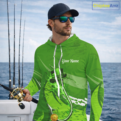 Custom Name St Patrick's Day Long Sleeve Fishing Shirts, St Patty's Day Hook Fishing Jerseys NHT425