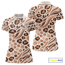 Load image into Gallery viewer, White Animal Mix Leopard Skin Prints Pattern Golf Shirts Custom Name For Womens NHT575