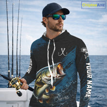 Load image into Gallery viewer, Custom Largemouth Bass Fishing Jersey Personalized Long Sleeve Hooded Shirt For Men 