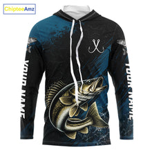 Load image into Gallery viewer, Custom Walleye Fishing Jersey Personalized Long Sleeve Hooded Shirt For Men 