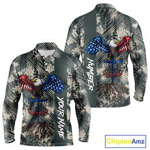 Load image into Gallery viewer, Disc Golf Polo Shirt With Patriotic Eagle Design, Customizable Name, Unisex Sports Jersey For Men NHT806