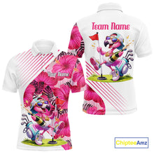 Load image into Gallery viewer, Custom Flamingo Funny Mens Golf Polo Shirt – Personalized Tropical Flower Design NHT595