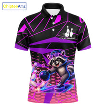 Load image into Gallery viewer, Custom Neon Raccoon Bowling Jersey for Men | Personalized Team Polo
