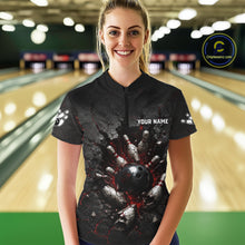 Load image into Gallery viewer, Cracked Wall Bowling Jersey For Womens Bowling Team Shirts Bowling League Polo &amp; 1/4 Zip NHT1150