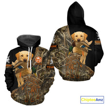 Load image into Gallery viewer, Yellow Lab Hunting Dog Customized Name All Over Print Shirts For Hunters, Duck Hunting Shirt NHT276