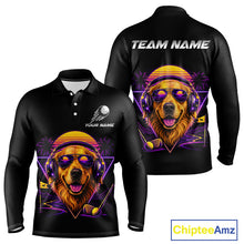 Load image into Gallery viewer, Retro Synthwave Golden Retriever Golf Polo Shirt - Funny Dog Dad Golfing Apparel