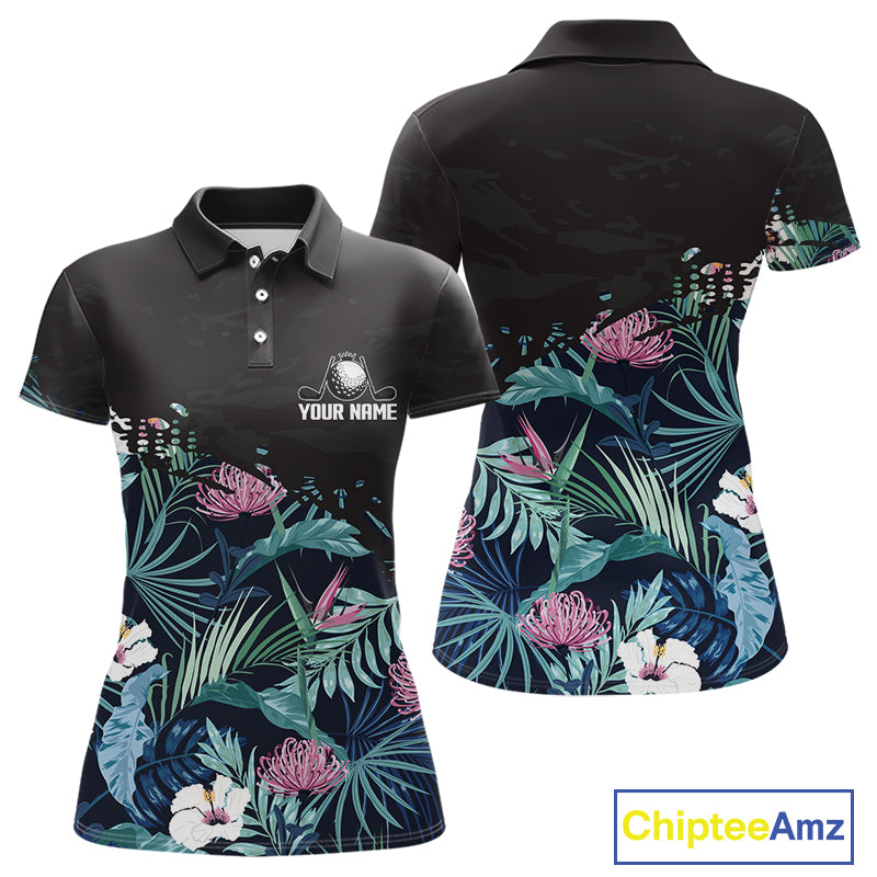 Custom Name Tropical Print Polo Shirt – Stylish Animal Print Golf Polo For Womens NHT856