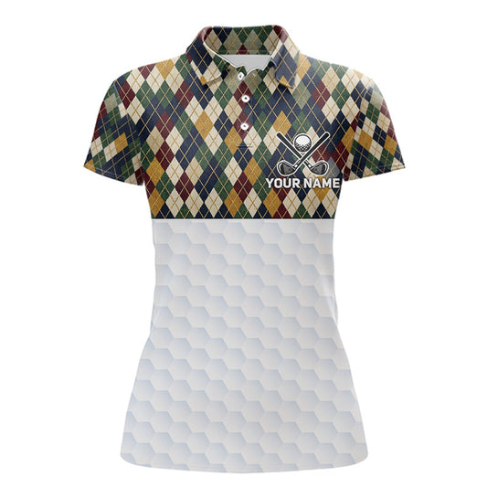 Personalized Classic Argyle Golf Shirt - Custom Team Name Womens Golf Jersey