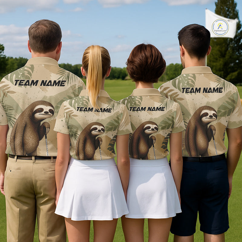 Personalized Sloth Women Golf Polo Shirt, Funny Lazy Sloth Performance Golf Shirt Custom Name NHT1312