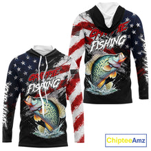 Load image into Gallery viewer, American Flag Crappie Hooded Fishing Shirt For Men, Personalized Crappie Fishing Apparel