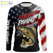 Load image into Gallery viewer, American Flag Walleye Fishing Shirt For Men, Personalized Walleye Fishing Apparel