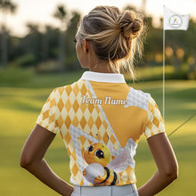 Load image into Gallery viewer, Personalized Bee Golf Polo Shirt Argyle Golf Shirt Custom Name Golfer Shirt Golf Gift For Womens NHT687