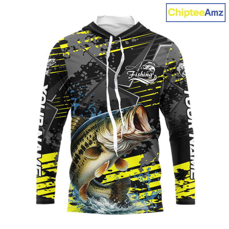 Personalized Largemouth Bass Fishing Jerseys For Fishing Team, Hooded Fishing Gift For Men NHT520