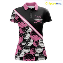 Load image into Gallery viewer, Golf Balls Pink Pattern Womens Golf Polo Shirts Custom Golf Apparel For Familly Team Shirt NHT706
