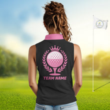 Load image into Gallery viewer, Golf Balls Pink Pattern Womens Sleeveless Golf Polo Shirts Custom Golf Apparel For Familly Team Shirt NHT706