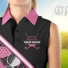Load image into Gallery viewer, Golf Balls Pink Pattern Womens Sleeveless Golf Polo Shirts Custom Golf Apparel For Familly Team Shirt NHT706