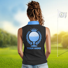 Load image into Gallery viewer, Golf Balls Blue Pattern Womens Sleeveless Golf Polo Shirts Custom Golf Apparel For Familly Team Shirt NHT707