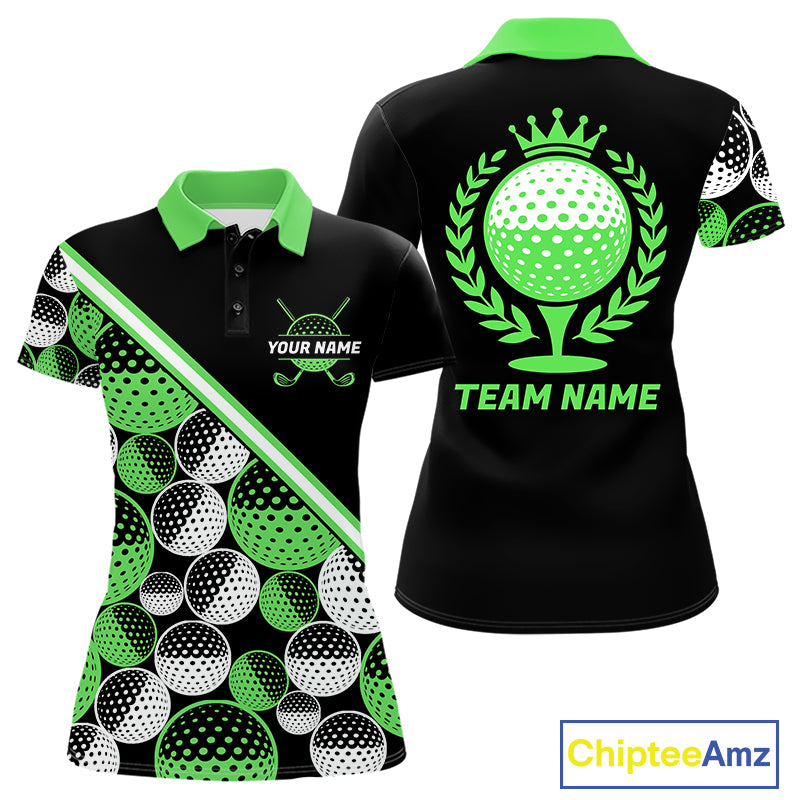 Golf Balls Green Pattern  Womens Golf Polo Shirts Custom Golf Apparel For Familly Team Shirt NHT709