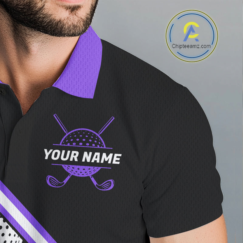 Golf Balls Purple Pattern Mens Golf Polo Shirts Custom Golf Apparel For Familly Team Shirt NHT710